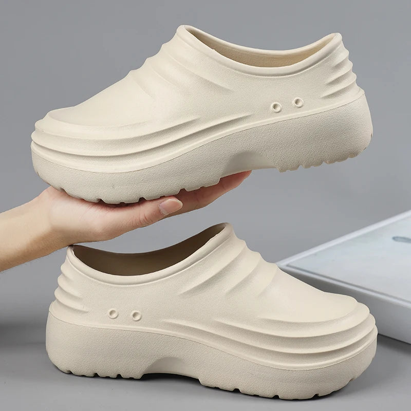 Summer Chef Shoes Anti Slip and Oil Proof Work Shoes Lazy Slippers Casual Trendy Slipper One Step Fashion Garden Shoes For Beach