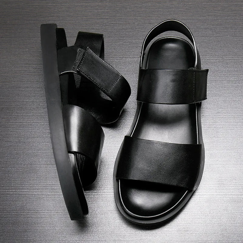 Luxury Genuine Leather Mens Sandals Summer New Handmade Quality Comfortable Classic 2025 Outdoor Daily Flat Social Shoes Man