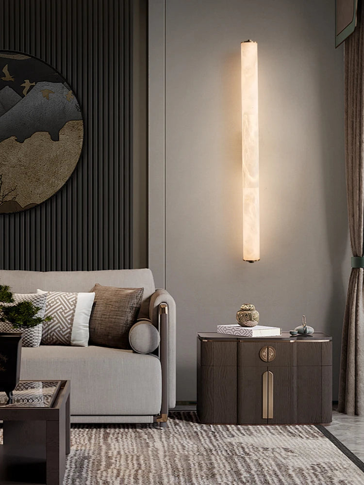 2025 Full Copper Spanish Natural Snowflake Marble LED Wall Lamp Modern Light Luxury Living Room Bedroom Bedside Balcony Lighting