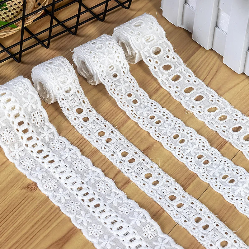 New off White pure cotton cloth Hollow out embroidery can pass ribbon lace women's clothes decoration fabric W155