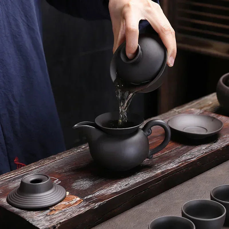 Purple Clay Chinese Kung Fu Tea Set Yixing Teapot  Tea Pot Cup Zisha Gaiwan Tea Kettles Ceremony Drinkware Teaware Set