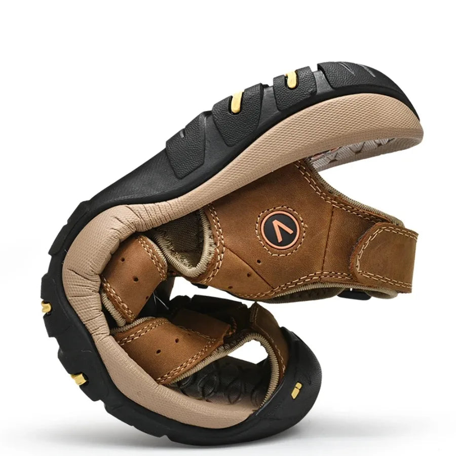 Summer Men Sandals Genuine Leather Mens Casual Shoes Outdoor Men Leather Sandals for Men Beach Shoes