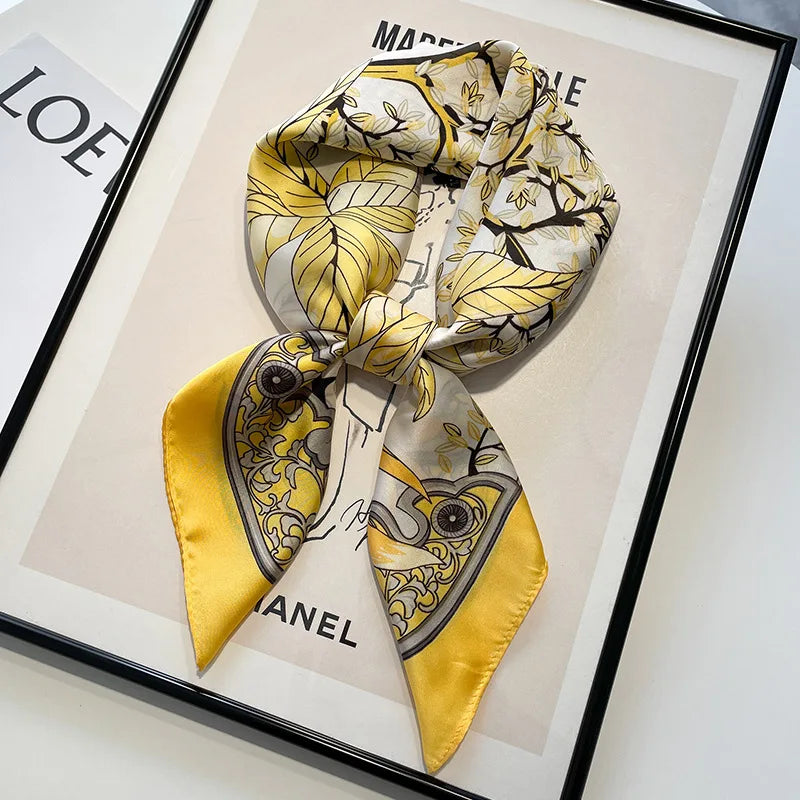 Head Scarf Women Luxury Brand Square 70*70cm Silk Foulard Satin Bandana Cheveux Soft Neckerchief Hijab Hair Scarves For Ladies