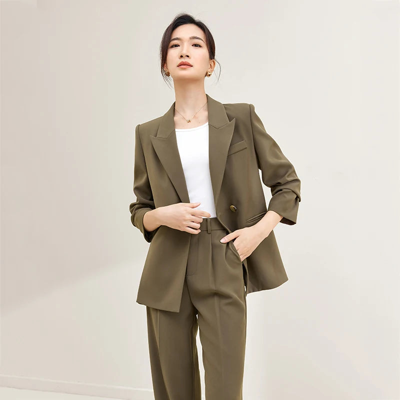 SENTUBILA Blazer Pant Suit Two Piece Set for Women Business Work Outfits 2024 Autumn Elegant Fashion Clothing Sets 133Z49975