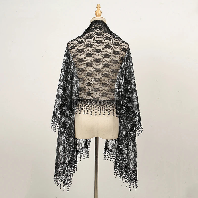 Solid Embroidered Lace Printed Scarf Muslim Hijiabs Fringed 5cm New Style Prayer Shawl 2024 188*55cm