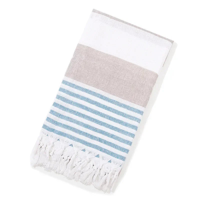 Cotton and Linen Striped Quick-drying Shawl European and American Popular Yarn-dyed Cotton Turkish Beach Towel with Tassels