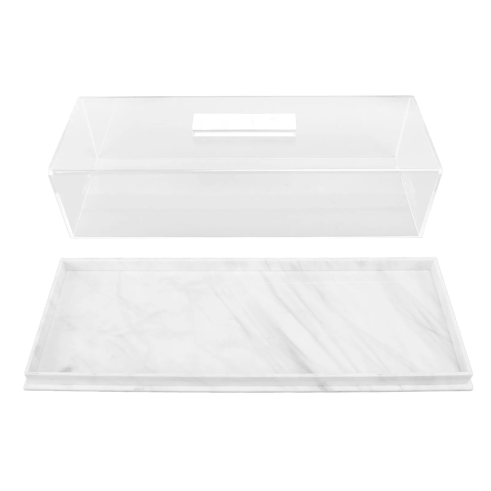 Cake Plate Dish Rectangle Cake Platter Rectangular Cake Tray Marble Grain Acrylic Multifunctional Dessert Serving Tray with Lid