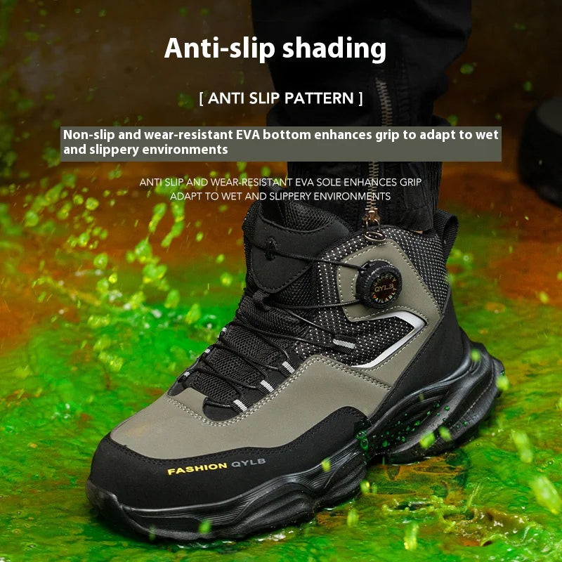 Rotating Button Safety Shoes Men Work Sneakers Indestructible Shoes Puncture-Proof Protective Shoes Work Boots Platform Boots