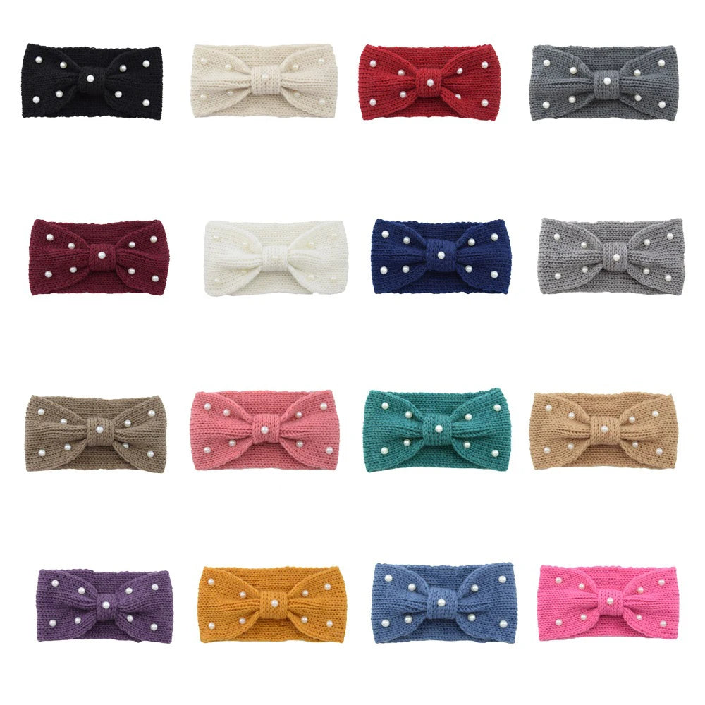 New Bowknot Pearl Headbands for Woman Solid Wash Face Hairband Elastic Sports Yoga Headwear Girls Hair Band Hair Accessories