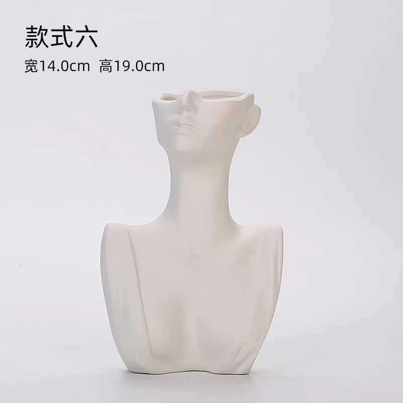 NEW Nordic Modern Simple Ceramic Vases Plain Burning Decoration Living Room Office Home Furnishings Creative Body Shape Bottles