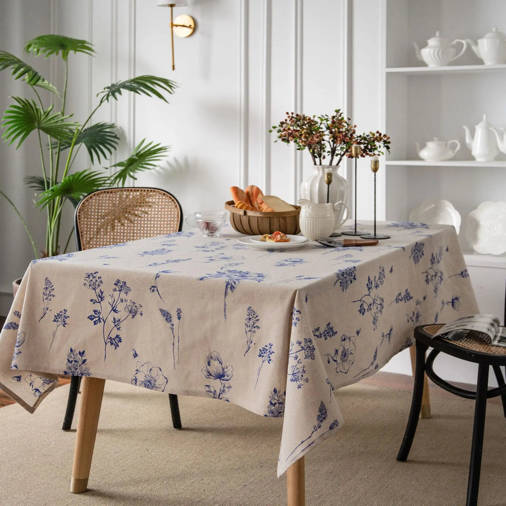 Cotton Linen Table Cloth Printing Table Cover for Party Kitchen Dining Spring Summer Picnic Indoor Outdoor Use Home Luxury Decor