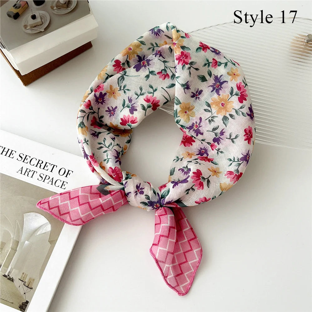 Fashion Cotton Linen Shawl Square Scarf for women sweet Cherry Print Hijabs Ladies Wraps summer sunscreen Bandanas Head scarf