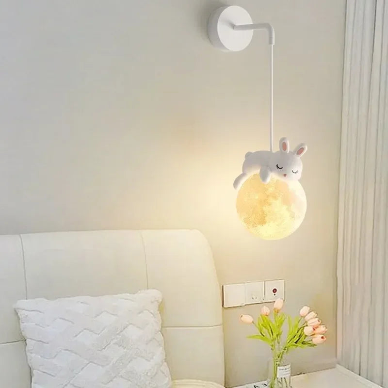Modern Minimalist LED Chandelier Children's Rooms Bedrooms Bedside Aisles Balconies Pendant Lamp Creative Study Bear Decor Light
