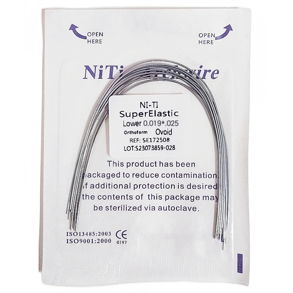 10pcs Dental Orthodontic Arch Wires Niti Archwires Natural/Ovoid Form Round/Rectangular Shape Upper Lower for Braces