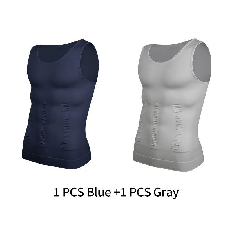 Mens Slimming Body Shaper Vest Shirt Abs Abdomen Slim Gym Workout Tummy Control Compression Tank Top Sleeveless Shapewear