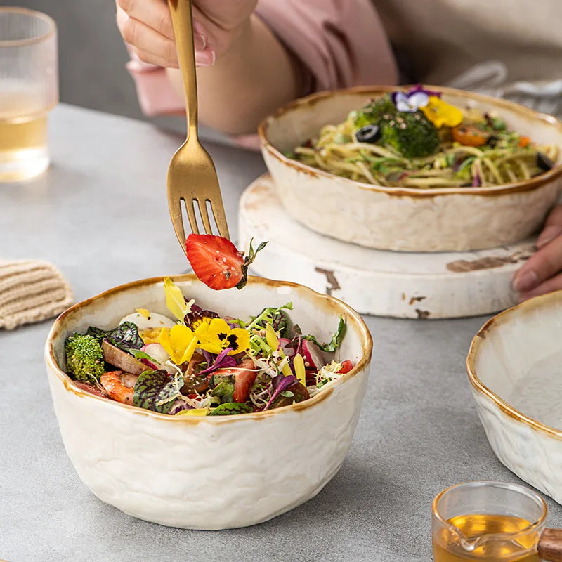 Creative Nordic Style Plate Bowl Tableware Western Style Rice Soup Noodle Salad Bowl Simple Household Dish Plate