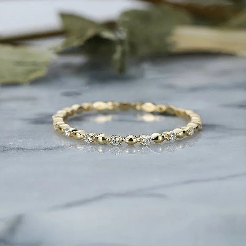New Minimalist Women Ring with Shiny Round Cubic Zirconia Thin Finger Accessories Versatile Daily Wear  Statement Jewelry