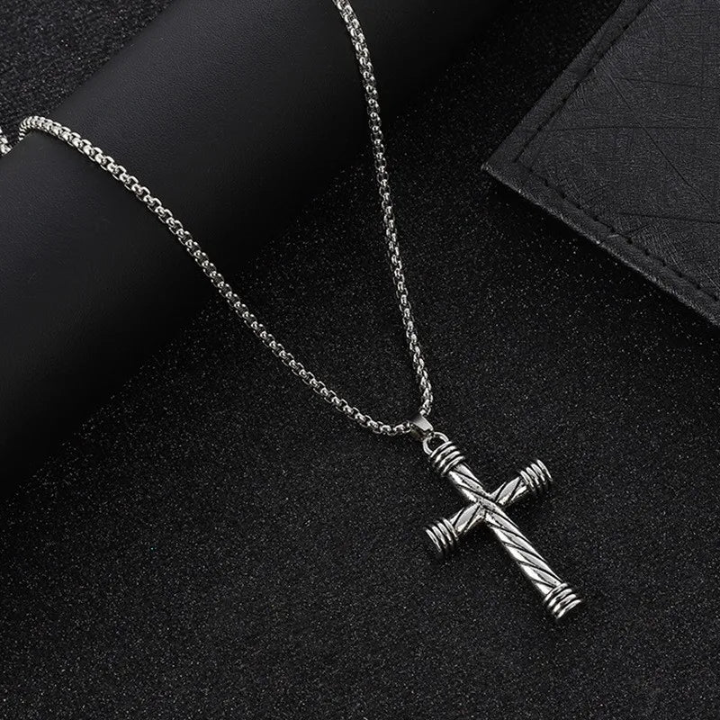Simple Geometric Cross Pendant Necklace For Women Metal Jewelry Silver Color Chain Choker Men Party Gift Accessories