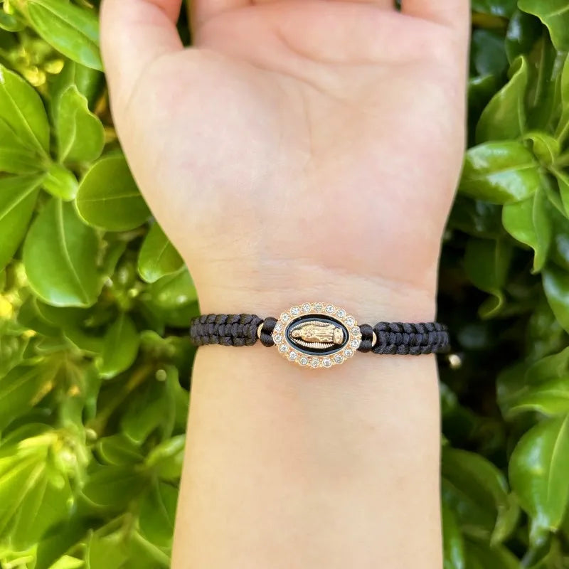 Mexican Religious San Judas Tadeo Jewelry Our Father Of Saint Jude Charm Handmade Rope Chain String Braided Bracelet for Women
