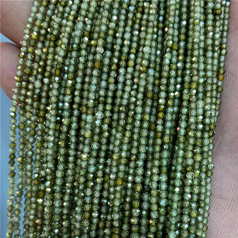 Micro Faceted Bead Natural Stone Beads Facted Green Emeralded 2 3 mm Spacer Loose Beads for Jewelry Making Necklace DIY Bracelet