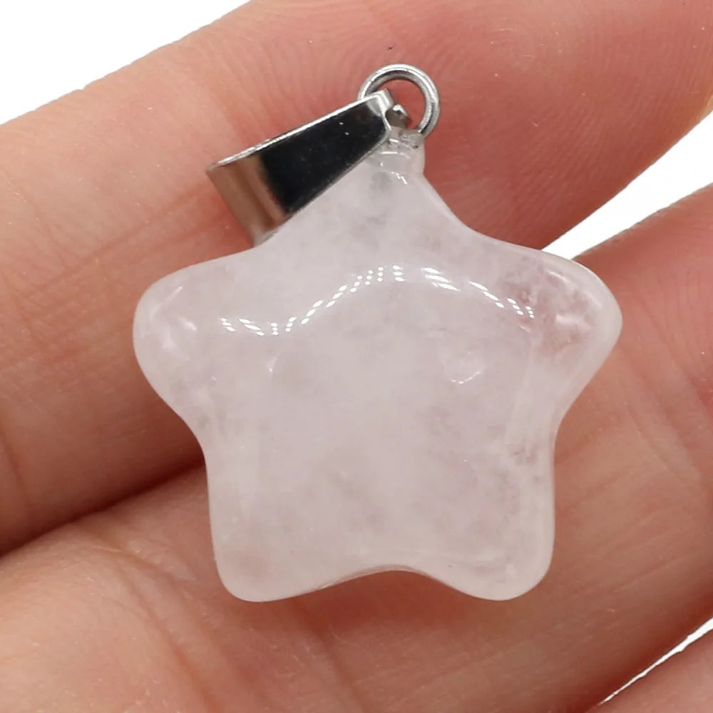 Natural Stone Pendant Rose Quartzs Agate Unakite Pentagram Shape Charms For Making DIY Jewelry Necklace Bracelet Size 20x20mm