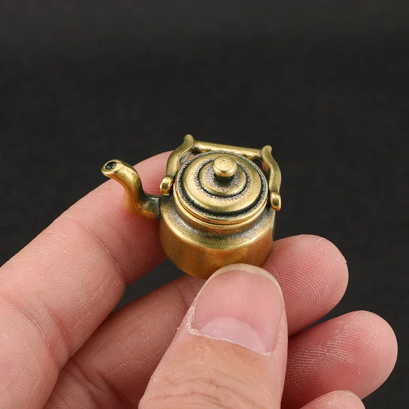 Antique Antique Made Old Boiling Kettle Brass Decorations Children's Fun Antique Tea Pet Decorations Handicrafts Collection