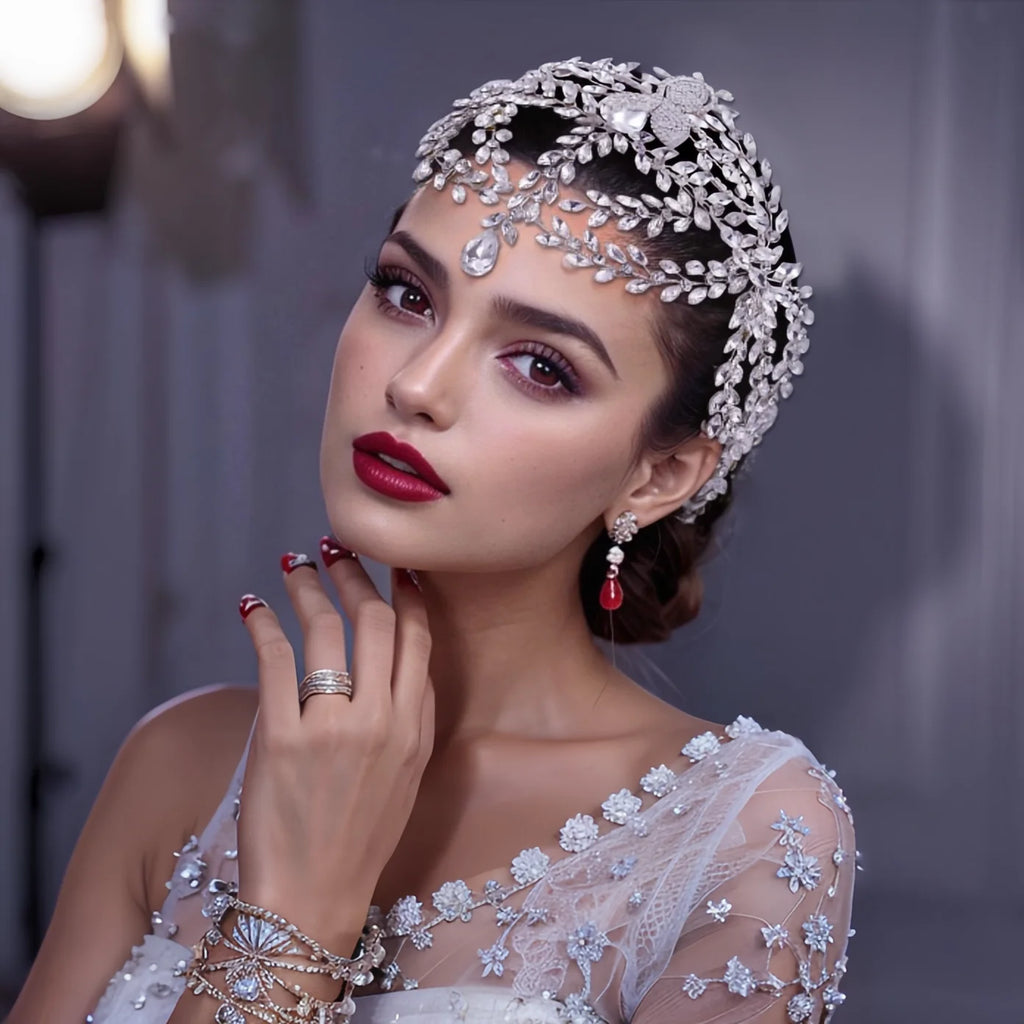 HP457 Bride Headwear Bohemian Bridal Headband Women Crown Wedding Hair Accessories Forehead Tiara Headdress Gift Trendy
