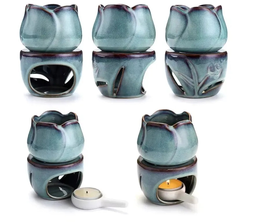 120ml Separate Vaporizer Ceramic Essential Oil Heating Stove Tulip Indoor Aromatherapy Lamp Tea Oven Warmer Incense Burner