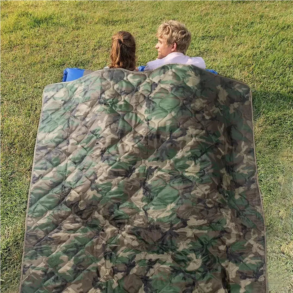 BDU Camo Quilted Pad Portable US Jungle Light Summer Cotton Single Bed Comforter Blanket Compressible Camping Rug Cover Washable