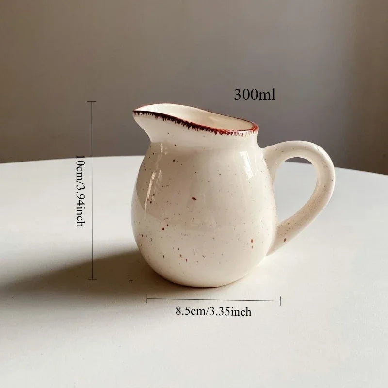 New Vintage Ceramic Creamer with Handle Cream Jug Gravy Boat Coffee Milk Pitcher Dipping Sauce Jug Milk Pourer Syrup Dispenser