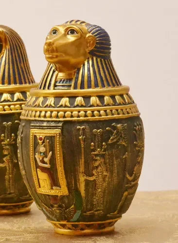 Memorial Funeral Supplies Egyptian Pet Urn Canopic Cat Dog Cremation Urn for Ashes Pet Coffin Box Home Decoration Figurines