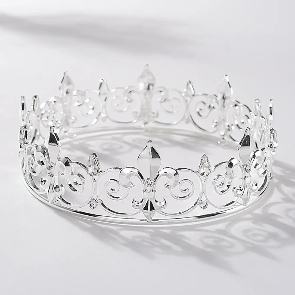 Bar Mitzvah Crown King Crown Hair Hoop Headband Metal Prince Crowns Korean Style Hair Accessories Round Tiaras Girls Gift