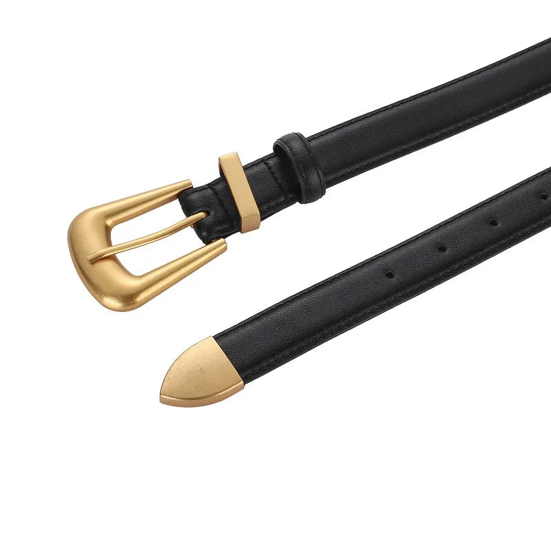 Genuine Leather Belt for Women Burgundy Leather Fashion Belts with Gold Metal Buckle Casual Luxury for Jeans Dresses