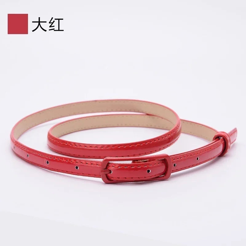 Ladies Fine Belt Japanese Word Buckle PU Belt Ladies Fashion Belt Thin Waist Skirt