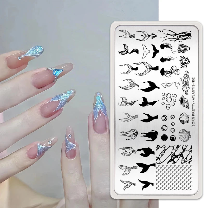 BORN PRETTY Stamping Plates Nail Art Templates Flower Natural Animal French Tips  DIY Nail Design Image Stencil Tool Manicure