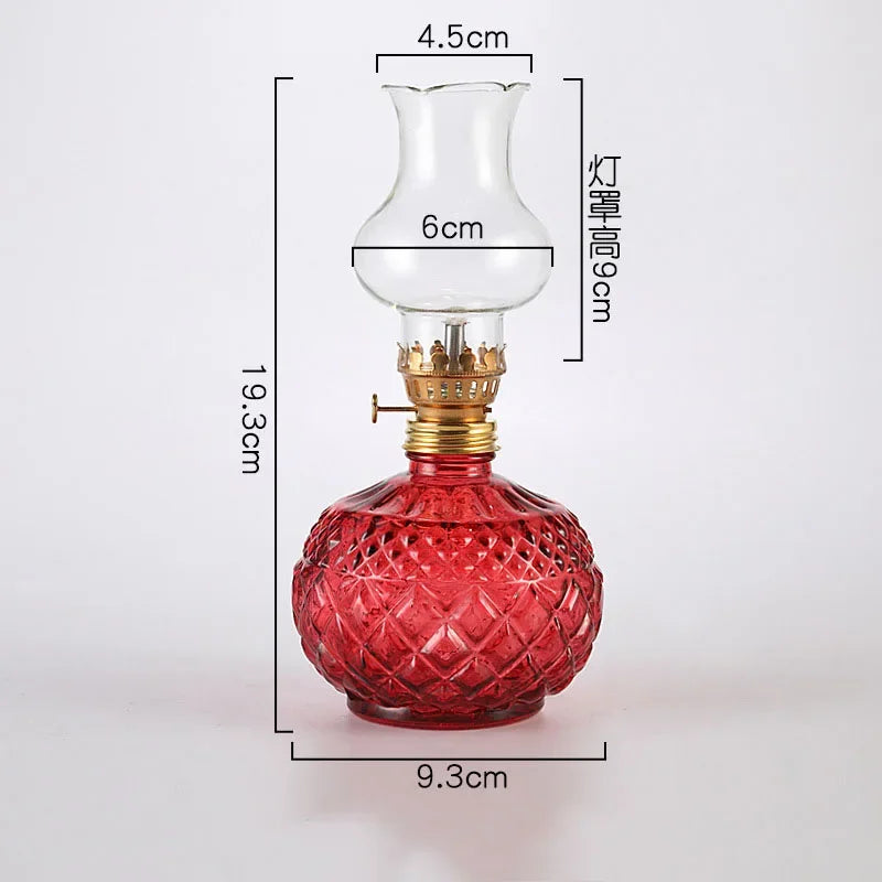 Rustic Large Oil Lamp Vintage Glass Kerosene Lamp Antique Oil Lamps for Indoor Use Emergency Lighting Hurricane Lamp Chamber