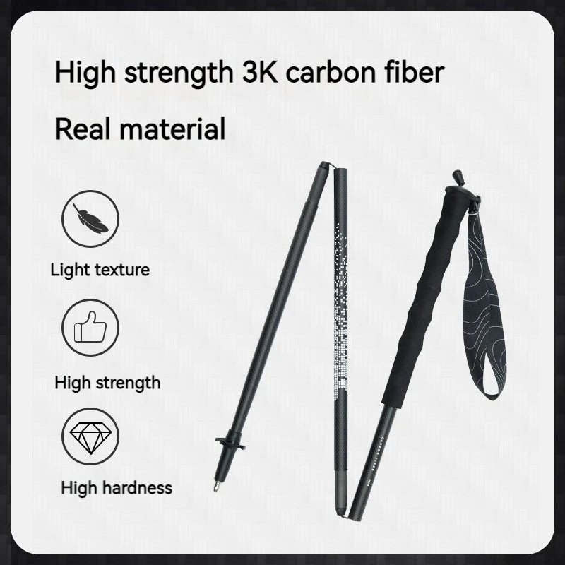 Naturehike Folding Trekking Pole 3K Carbon Fiber Ultralight Collapsible Cane Portable Walking Staff for Outdoor Hiking Sticks