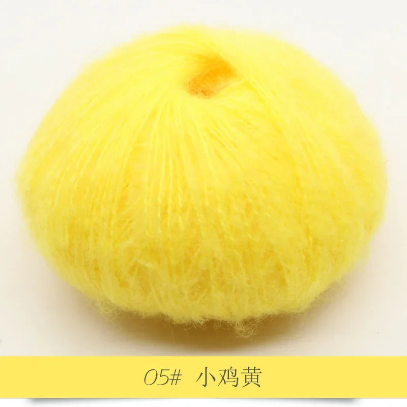 25g Worsted Natural Soft Silk Fine Wool Mohair Yarn Skein Baby Organic Crochet Hand Knitting Sewing Thread Scarf Shawl