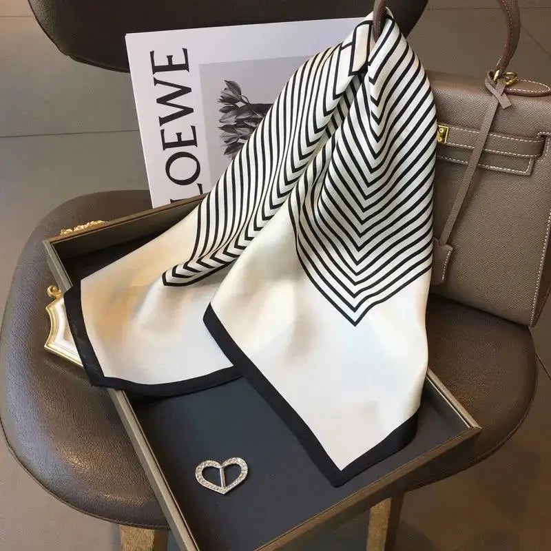 70cm Small Square Head Scarfs for Women Silk Scarf Letter Printed Scarves Headscarf Hair Accessories