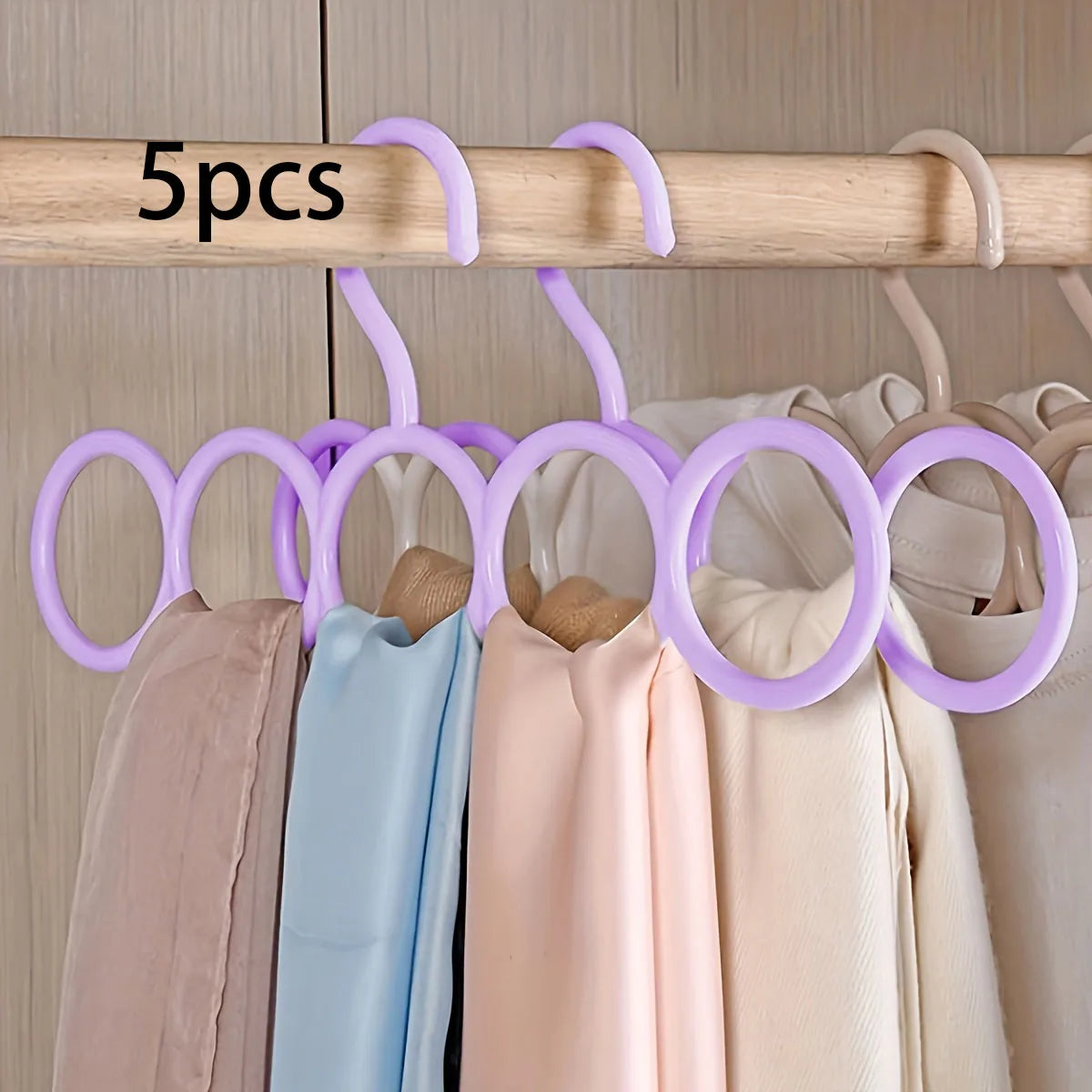 1pc/3pcs/5pcs Five-Ring Storage Hanger, Multifunctional Clothes Scarves , Save Space Closet Organizer For Home And Dorm
