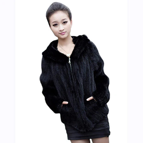 New Luxury Women Natural Mink Fur Coat Women mink fur jacket All-match Knitted Mink fur Coat big size 4XL