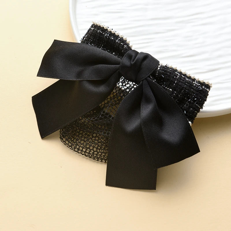 Head Flower Net Bag Professional CCB Postal Nurse Hotel Stewardess Uniform Belt Thin Online Work Tray Hair Net Bag Bow