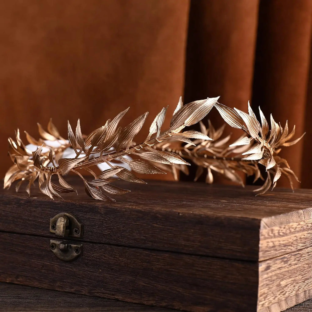 Woodland Leaf Crown Medieval Laurel Headband Greek Forest Headpiece Elf God Circlet for King Men Adult Renaissance Toga Cospay