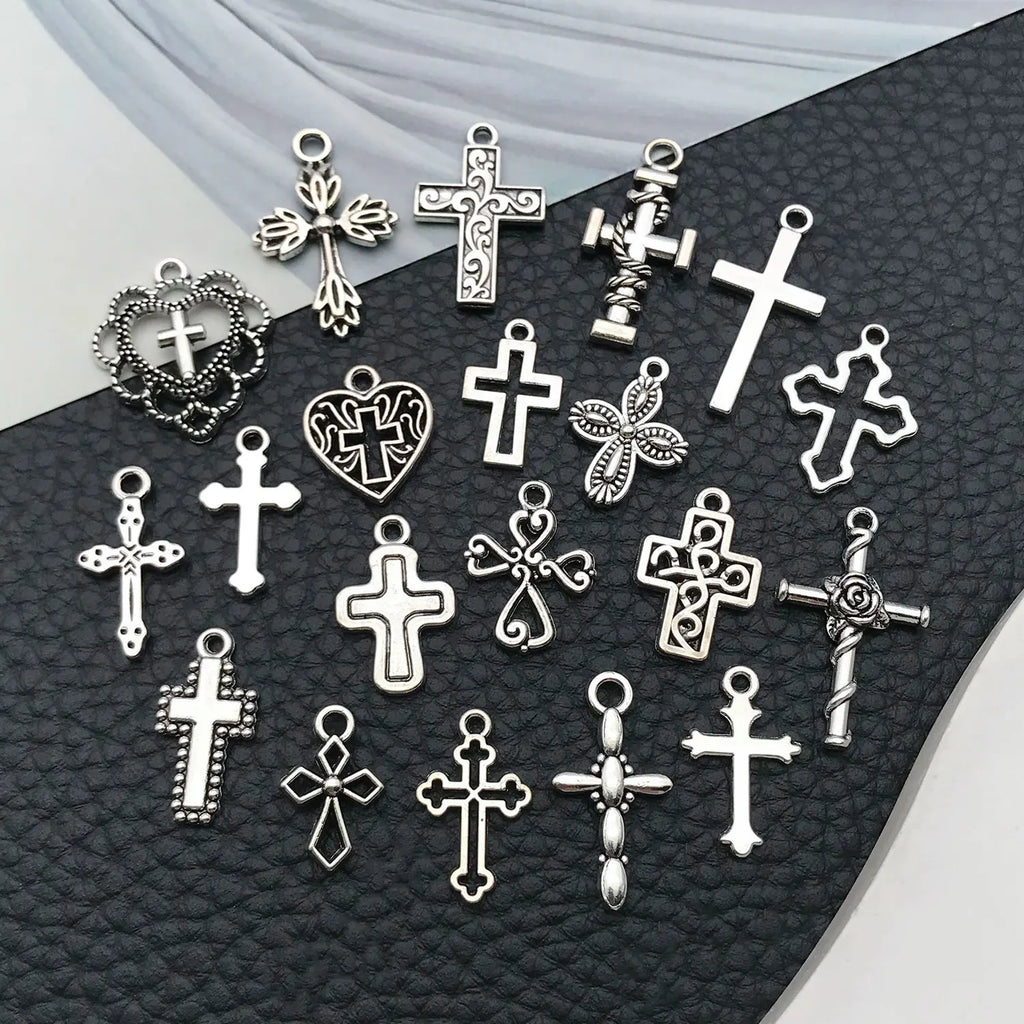 20 Styles Antique Silver Crosses - Perfect for Handmade Jewelry like Necklaces, Bracelets & Earrings"