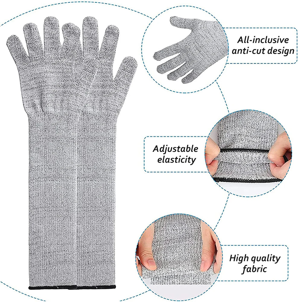 1PC Level 5 HPPE Cut Resistant Arm Sleeve Breathable Skin-friendly Food Grade Material Cut-Resistant Arm Sleeve for Outdoor Work