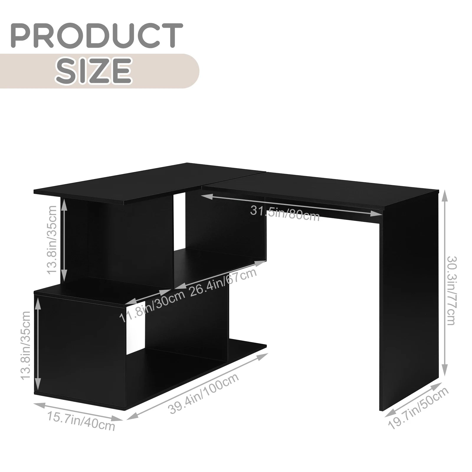 WOLTU Work PC Computer Table Chipboard Desk with Shelves for Study Student Writing Table  Office Work Home Furniture