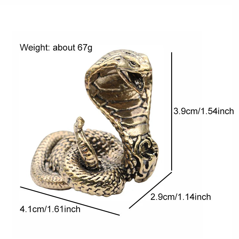Antique Bronze Cobra Statue Ornament Zodiac Snake Miniature Figurines Copper Desktop Decoration Tea Pets Decor Accessories Craft