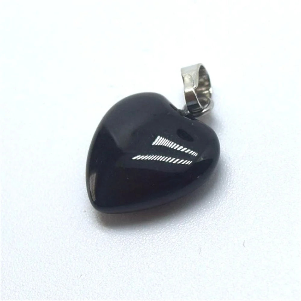 1.5cm Boutique Natural Stone Jade Heart Heart Shaped Necklace Pendant Personalized Agate Pendant Heart Shaped Buckle Jewelry