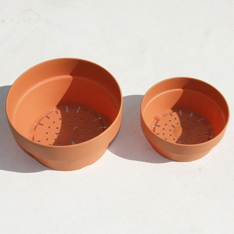 Gardening Supplies Imitation Terracotta Pot/Tray for Plants Flower Bonsai Cactus Round Plant Pot/Tray with Drainage Hole B03E