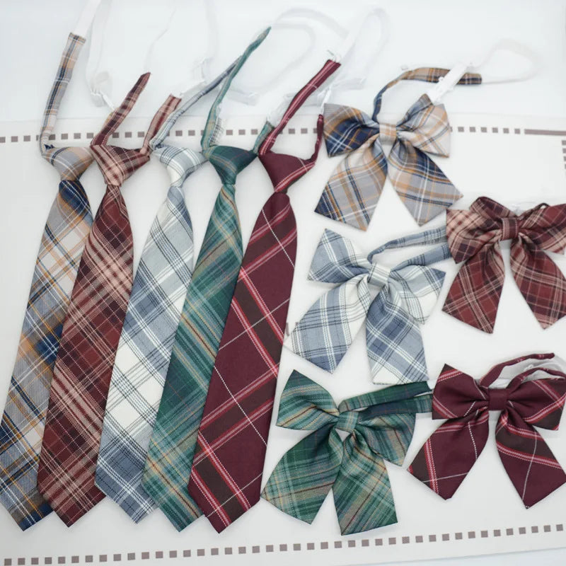 Trendy JK Ties Bowtie Women College Student Collar Neckwear Daily Shirt Accessories Cotton Plaid Bowknot Lolita Girls Lazy-tie